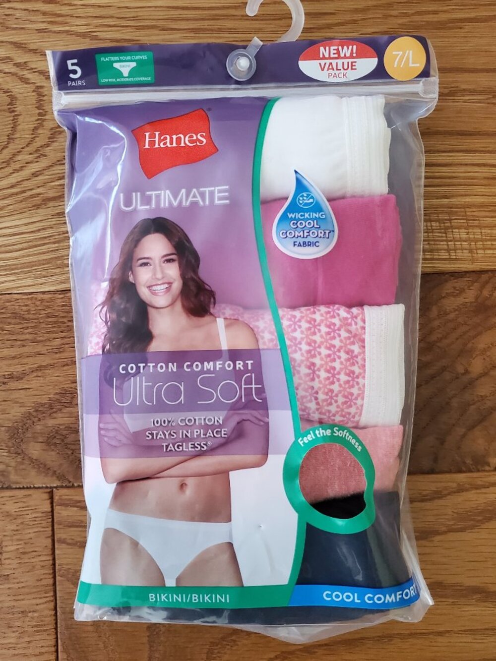 2 for $30 | Size 7/L Hanes Ultimate 5-Pack Cotton Bikini Underwear